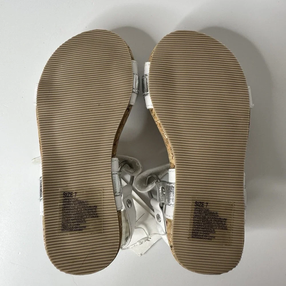 Janie and Jack Sandals‎ Girls Sz 7 White Silver Mar Easter 2 Holiday Casual NEW